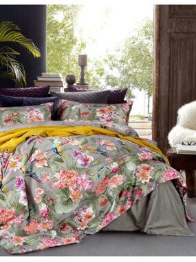 3-pc SET Queen Vintage Botanical Flower DUVET & Shams